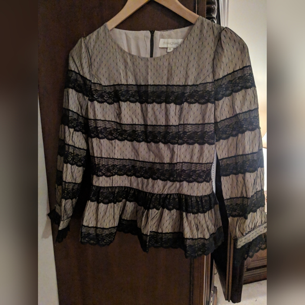 Black Lace Trim Blouse